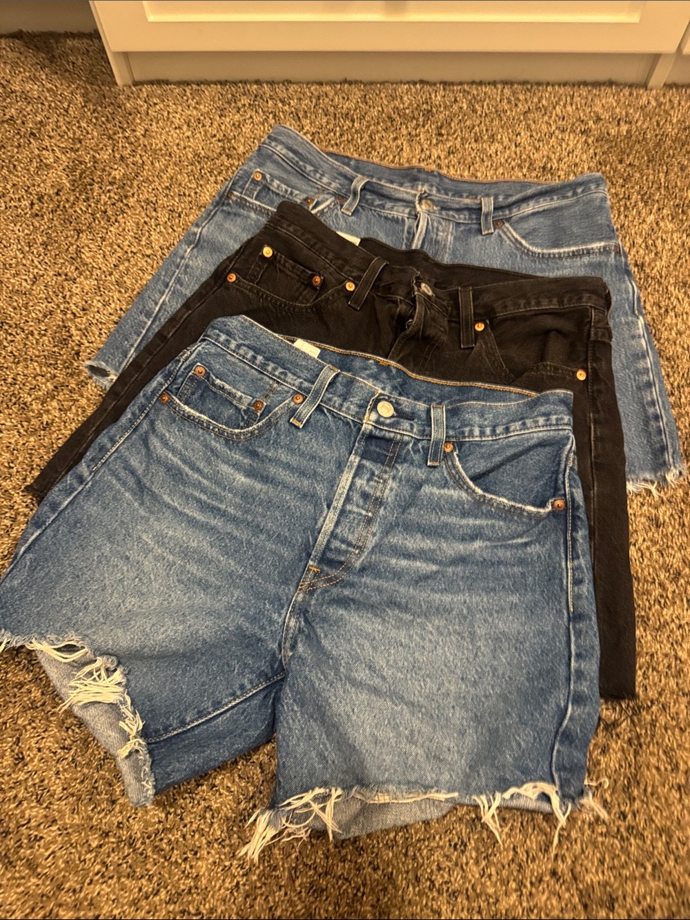 Levi's Women's Denim Shorts Trio - Light Blue, Medium Blue, Black
